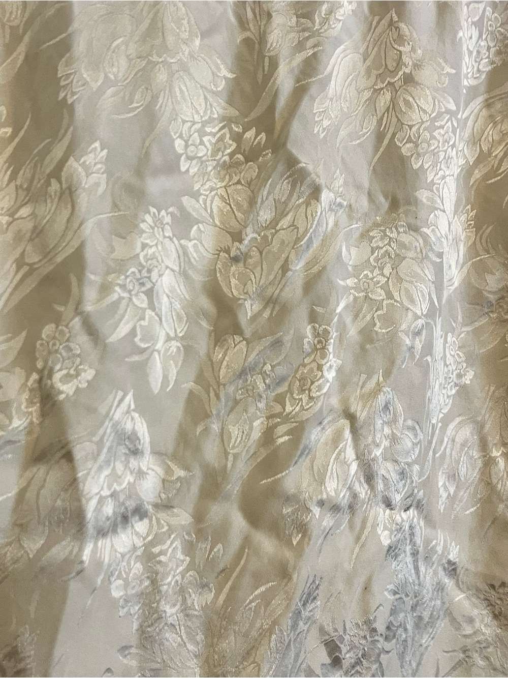 Vintage Private Luxuries 100% Silk Pajama Set Ivory Floral Jacquard Lounge Luxe - Picture 5 of 13